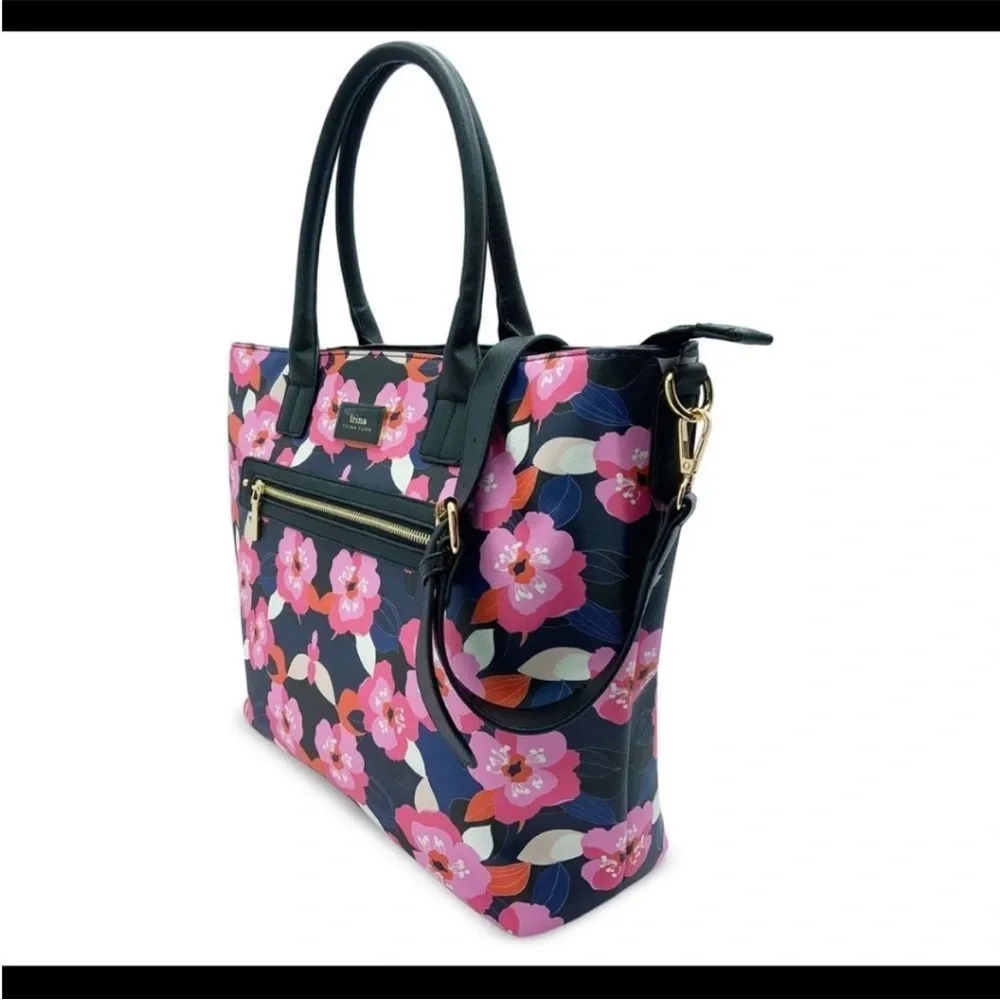 Trina Turk Black and Pink Floral Tote with Wallet. - Picture 3 of 7